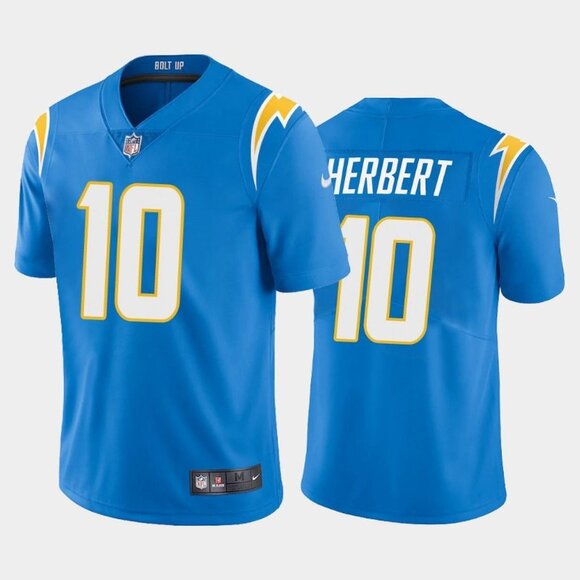 Mens Youths Kids Womens 10 Justin Herbert Blue Stitched Jersey